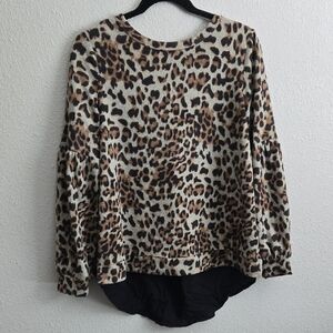 Doe & Rae Leopard Print Sweatshirt - Brown and Black
